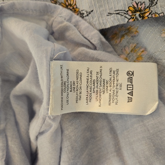 Urban Outfitters Peasant Floral Lace-Trimmed Mini Dress Blue Size Small - Picture 10 of 11